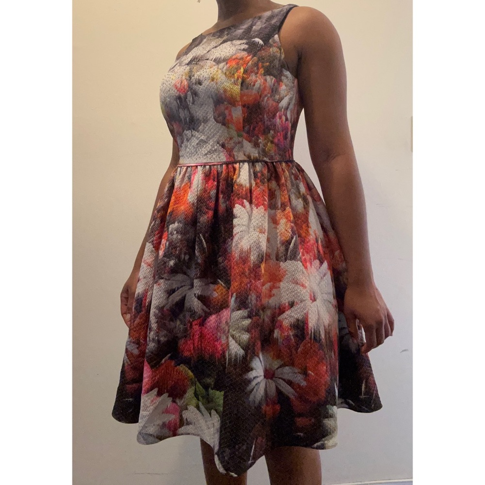 Adrianna Papell Beaded Flower Dress